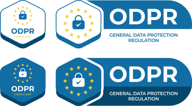 GDPR badge set data protection compliance label secure privacy vector collection