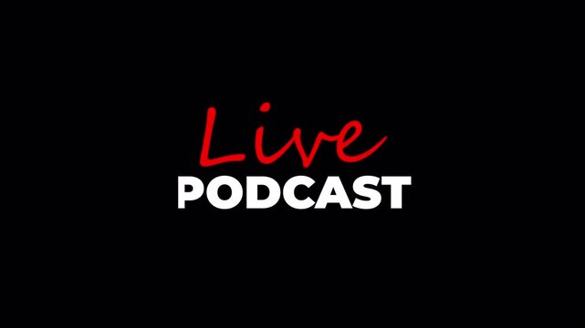 Animated Live Podcast Title Graphic with Microphone Icon