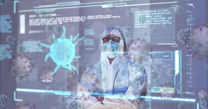 Animation of medical data processing over patient view of surgeons operating in theatre