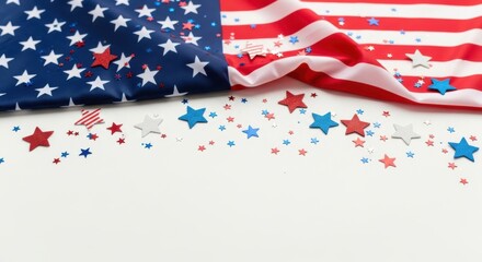 Obraz premium American flag with confetti stars on Labor Day celebration background