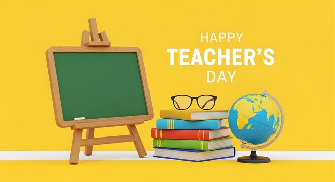 Happy teachers day celebration with educational elements