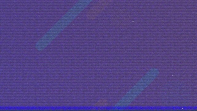 Animation of glitch technique over shapes against purple background