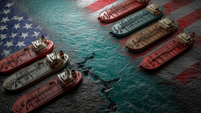 Graphical image depicting the Iran war and the blockade of the Strait of Hormuz