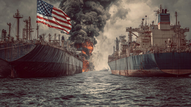 Graphical image depicting the Iran war and the blockade of the Strait of Hormuz