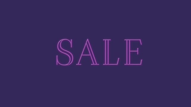Animation of flickering neon sale text on purple background