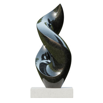 Modern silver sculpture on white marble base modern sculpture abstract contemporary modern sculpture isolated on a transparent background