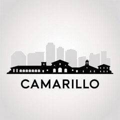 Fototapeta premium Camarillo Skyline Silhouette — A Coastal Valley City in California Vector Illustration