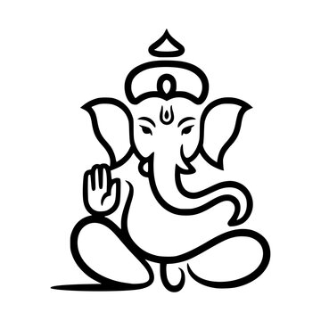 lord ganesha line art drawing, god ganesh picture, god ganesh vector image
