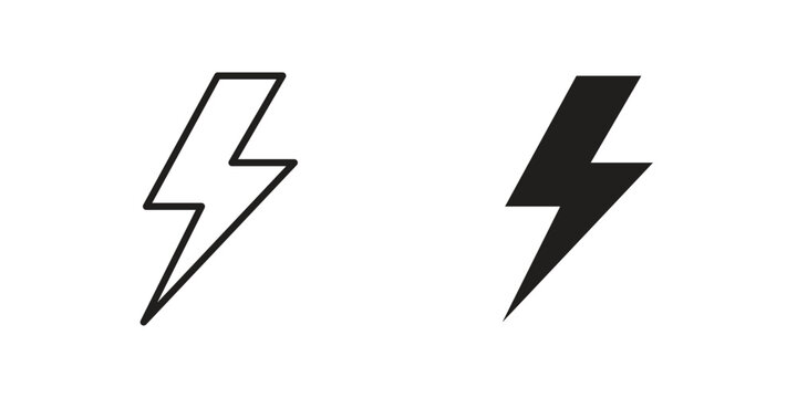 Flash icon in black and white. clipart and line style icons
