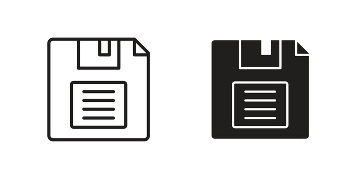 Floppy disk icon in black and white. clipart and line style icons