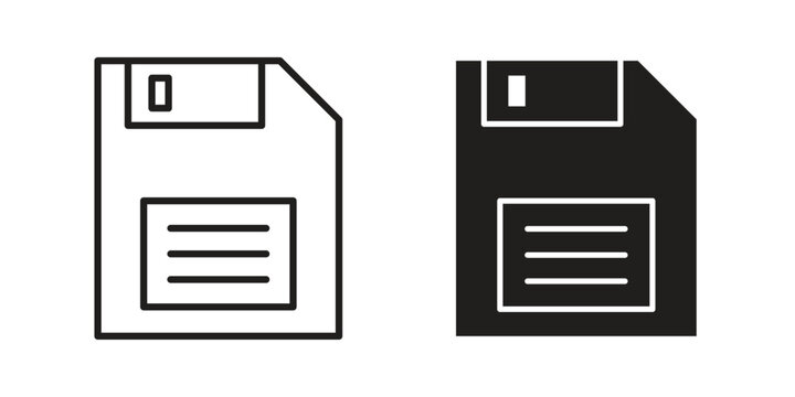 Floppy disk icon in black and white. clipart and line style icons