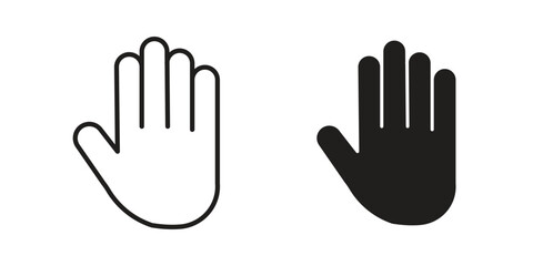 Obraz premium Hand icon in black and white. clipart and line style icons