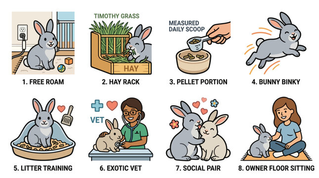 Essential Pet Rabbit Care Guide Infographic with Husbandry Tips