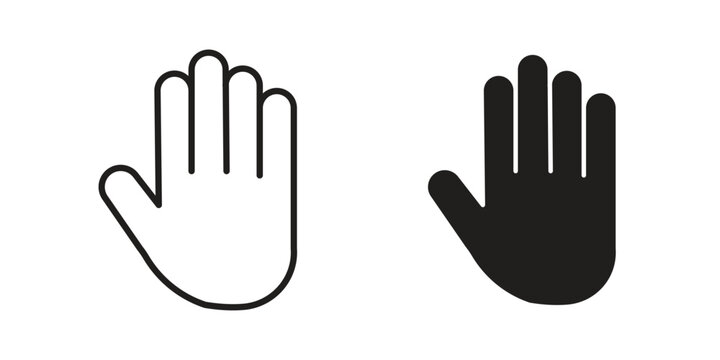 Hand icon in black and white. clipart and line style icons