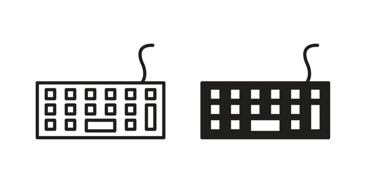 Keyboard icon in black and white. clipart and line style icons