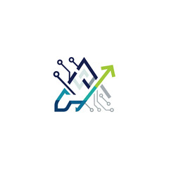 Obraz premium Abstract Digital Growth Arrow and Circuit Board Design.