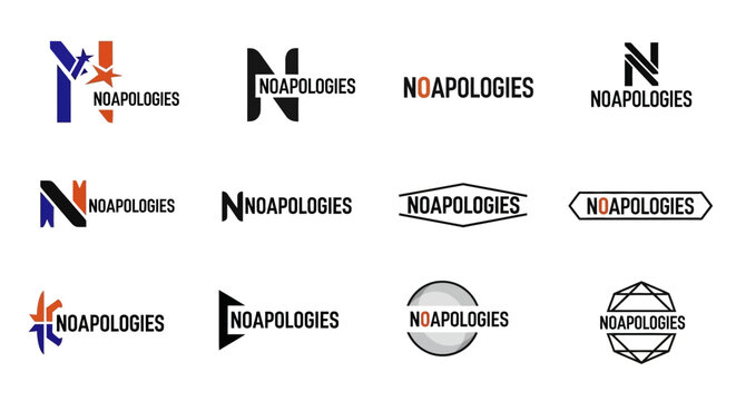 Collection of No Apologies Logo Designs.