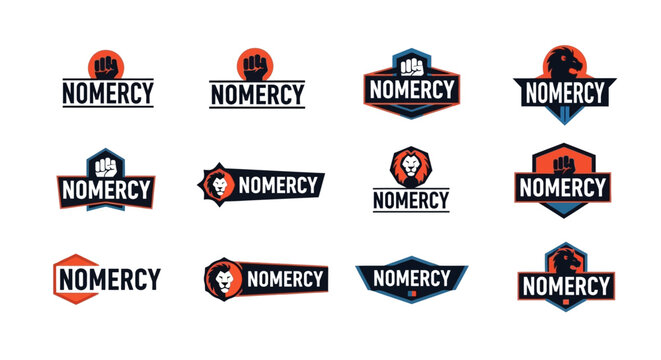 Collection of twelve distinct Nomercy logo designs.