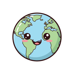 Obraz premium Smiling cartoon Earth globe with face.