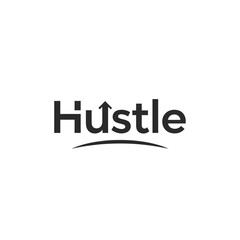 Fototapeta premium Hustle wordmark with upward arrow symbol.