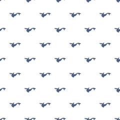 Fototapeta premium Orca whales swimming in a blue and white ocean seamless repeat pattern