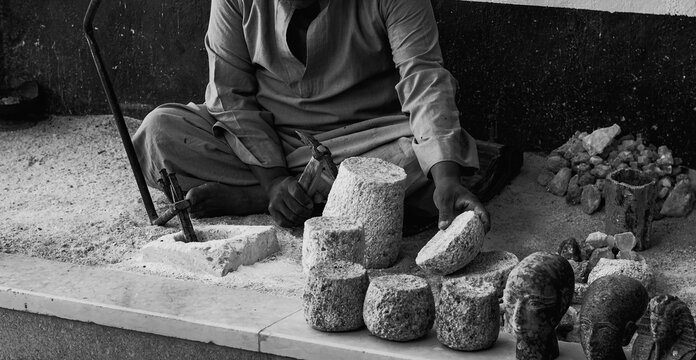 Handcrafting alabaster stone, Luxor Egypt
