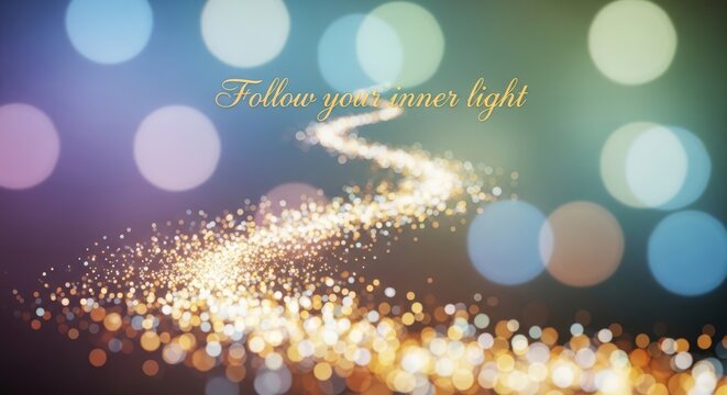 Abstract light particles with inspirational quote