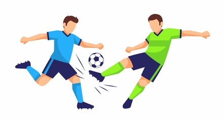 Fototapeta premium Two Soccer Players Kicking Ball.