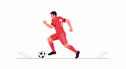 Fototapeta premium Soccer player in red uniform running.