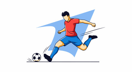 Fototapeta premium Man Kicking Soccer Ball in Motion.