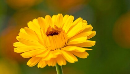 Obraz premium Radiant Calendula Bloom - A Close-Up of Golden Petals in Natural Light.