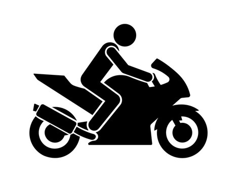 Stickman Riding Motorcycle &ndash; Transportation, Delivery and Travel Minimal Vector Illustration.