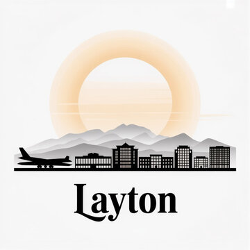 Layton Skyline Silhouette &mdash; A Scenic Mountain-Backed City in Utah Vector Illustration