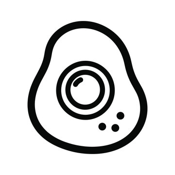 Simple Fried Egg Icon - Black and White Line Art