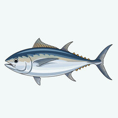 Obraz premium Tuna fish with blue back and white belly swimming left