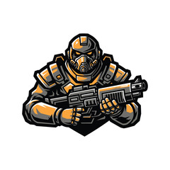 Fototapeta premium Futuristic soldier with combat gear.