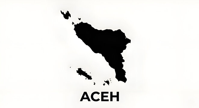 Minimalist black silhouette map of Aceh province Indonesia