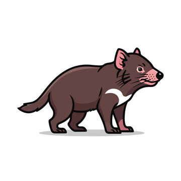 Tasmanian devil cartoon animal standing on white background