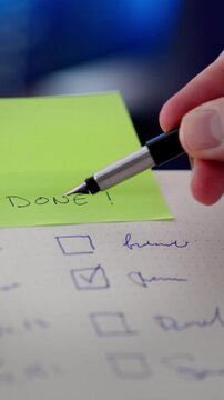 Task completion checklist done note achievement productivity success concept final stage workflow completed tasks checked boxes organization efficiency progress business motivation results