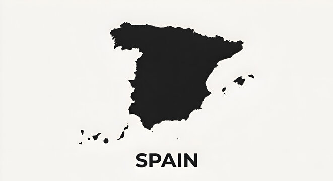 Minimalist black silhouette map of Spain