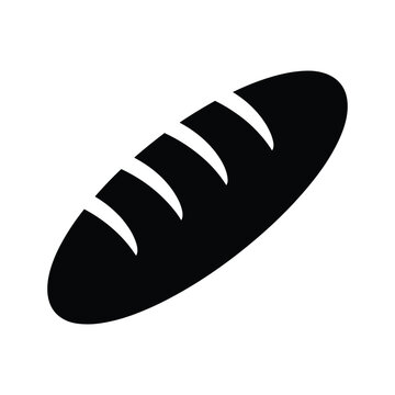 Black Batard Bread Icon Silhouette on White Background