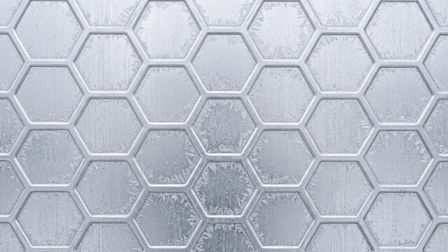 White geometric hexagonal tile texture, 3D wall pattern.