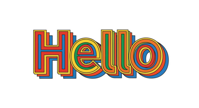 Colorful Hello Text Graphic Design.