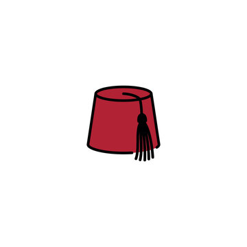 Red Fez Hat with Tassel.