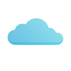 Fototapeta premium Soft blue cloud with a three-dimensional appearance and gradient shading, isolated on a white canvas