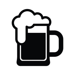 Obraz premium Black and white icon of a beer mug with frothy head.