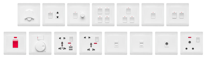 Fototapeta premium assorted modern white electrical switch plates