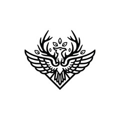 Obraz premium Black and white bird with antlers.