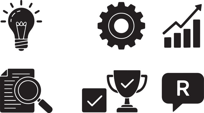 Business Project Lifecycle and Process Stages Silhouettes