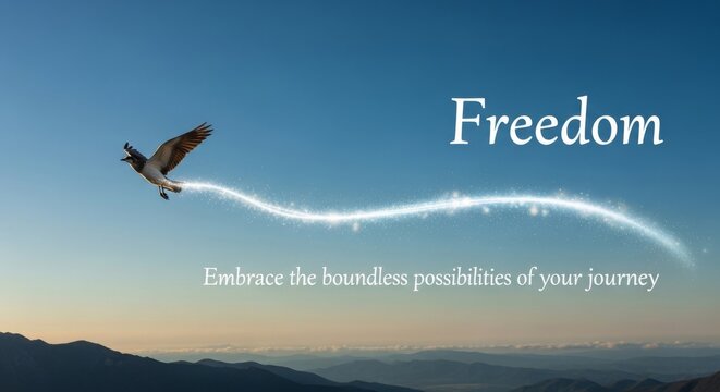 Eagle Soaring Through Open Sky with Light Trail